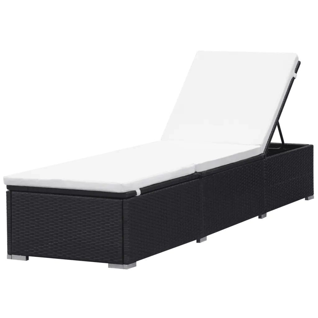 Lettini Prendisole con Cuscini 2 pz in Polyrattan Nero 277088