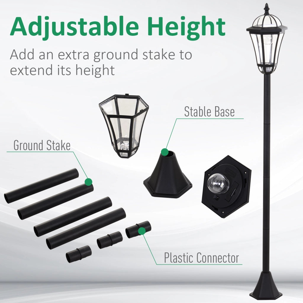 Set 2 Lampioni Solari per Giardino con 2 LED e Accensione Automatica   Nero