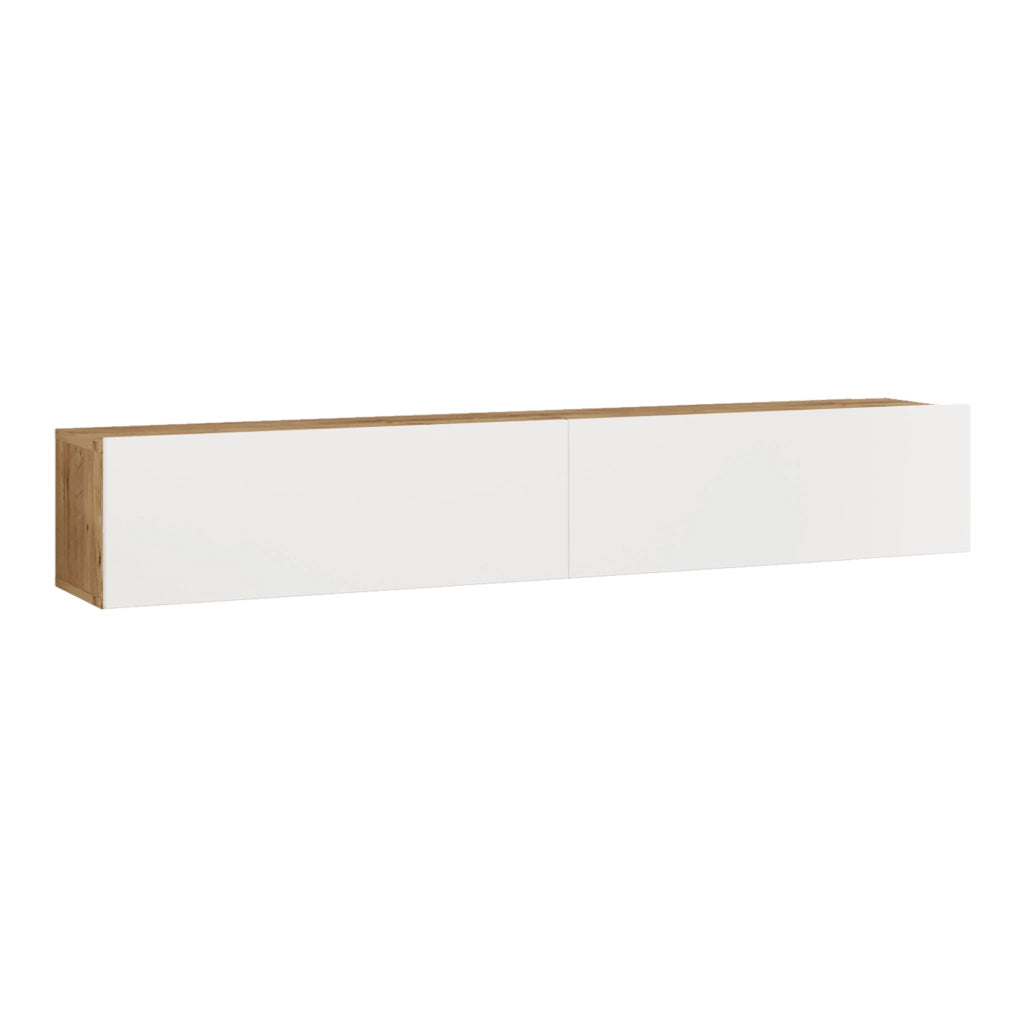 Mobile Porta TV Lapinlahti con 2 Ante a Ribalta Consolle da Parete 180 cm - Rovere Rustico/Bianco [en.casa]