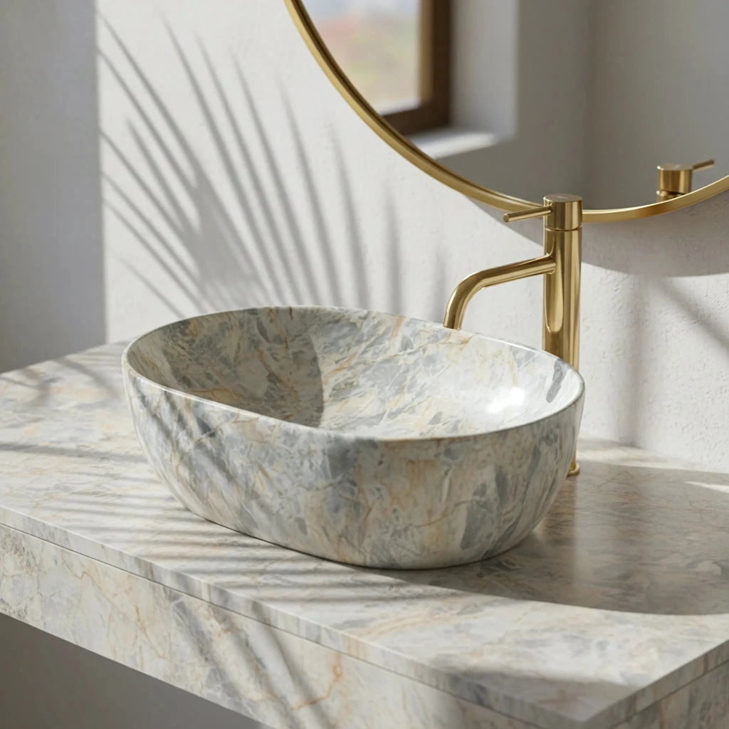 Lavabo Da Appoggio Rea Amelia Ruststone 48
