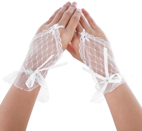 Maniche eleganti senza dita - Strass - per sposa o festa - uomo/donna - 18 cm - comode e adattabili