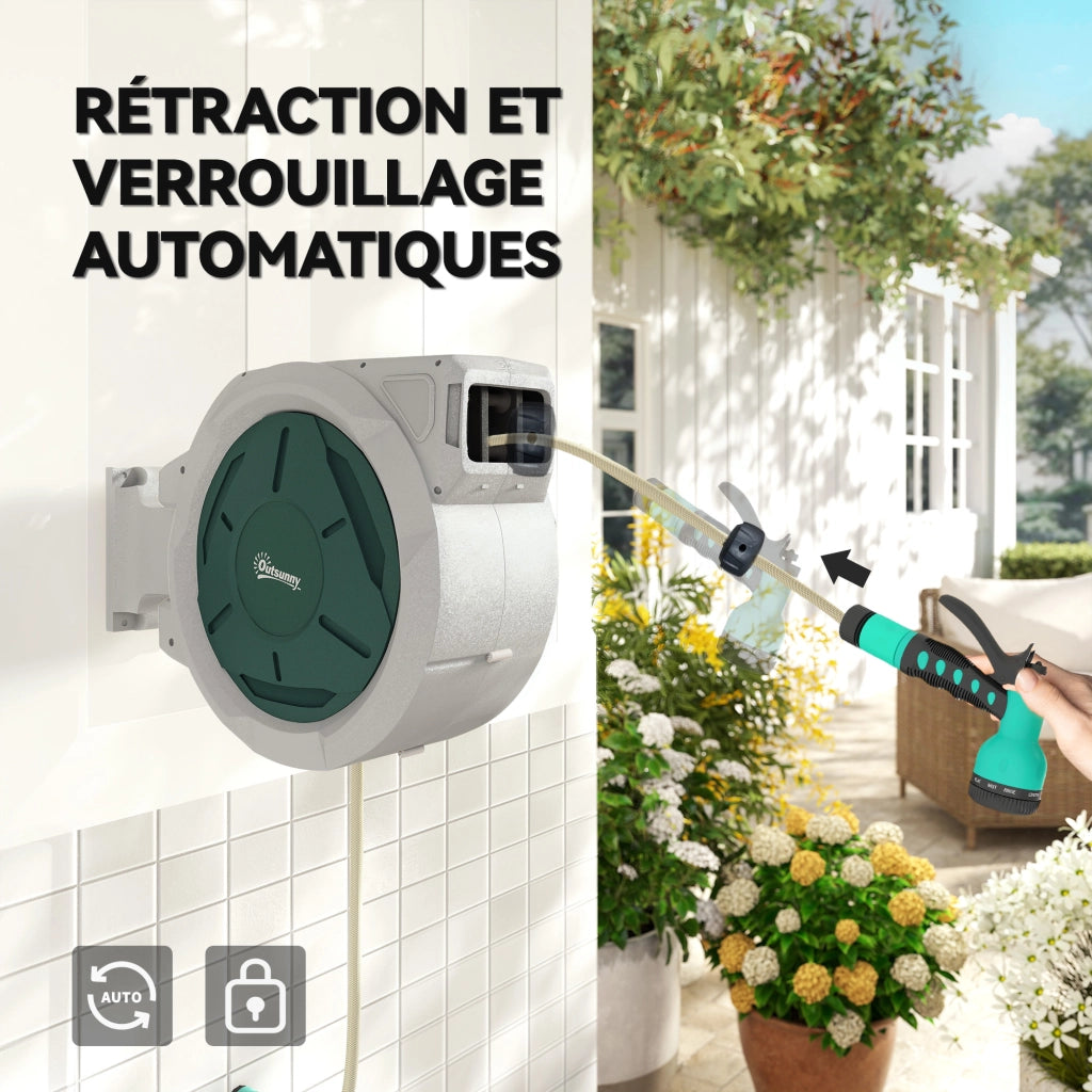 Avvolgitubo Murale Automatico 30m ¨C Xylo ¨C ? 15mm Grigio per Giardino