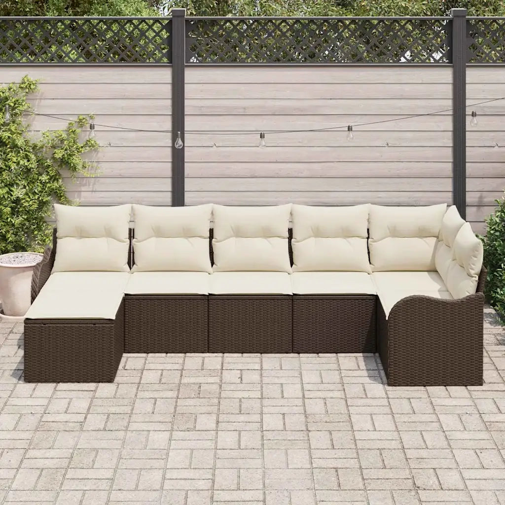 Set Divano da Giardino Marrone polyrattan