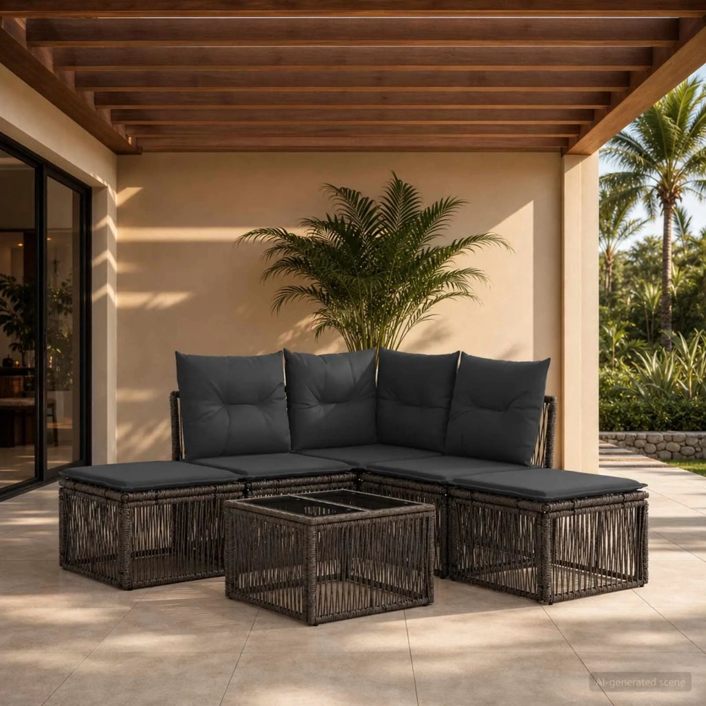 Set Divano da Giardino 6 pz Grigio polyrattan 3434228