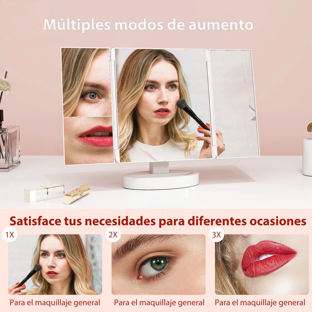 Specchio Trucco con Luce LED ¨C Xylo ¨C 21 LED Ingrandimento 1X/2X/3X Rotazione 180¡ã Touch Bianco