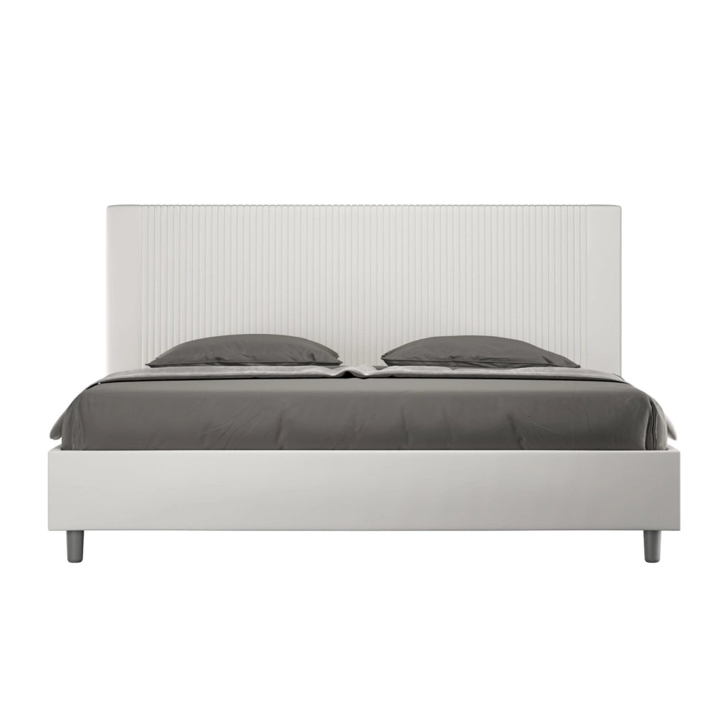ityhome Letto matrimoniale king size con rete imbottito 190x190 similpelle bianco Goya