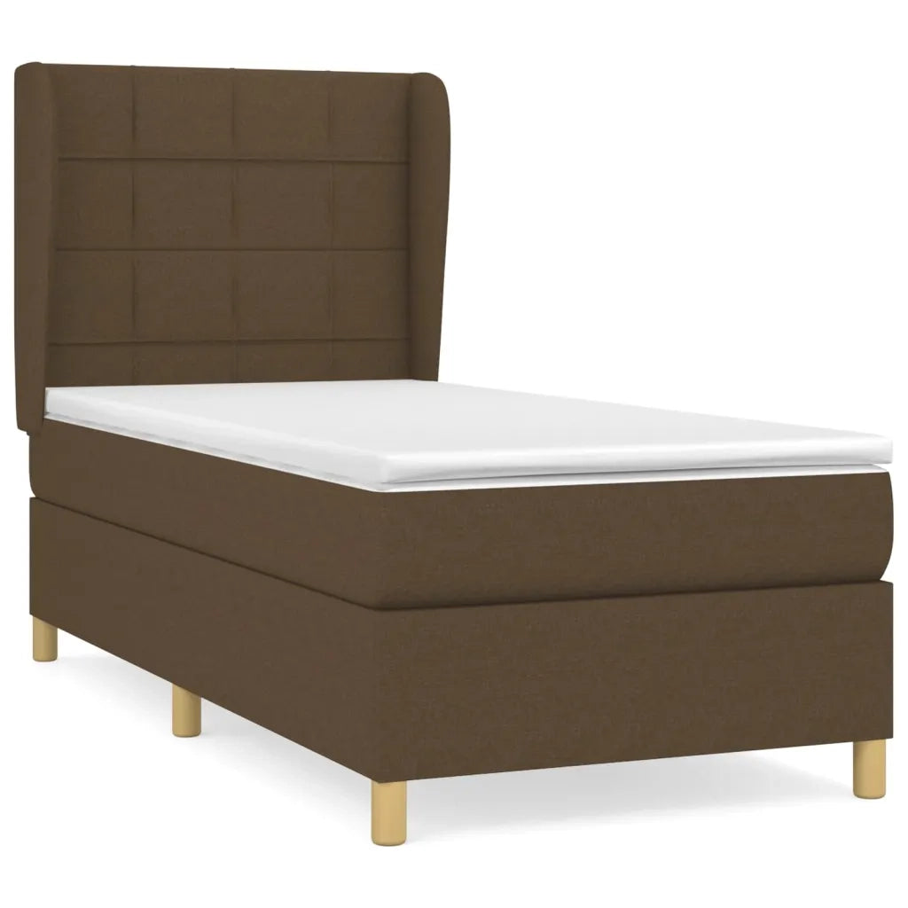 Giroletto a Molle con Materasso Marrone Scuro 100x200cm Tessuto 3128504
