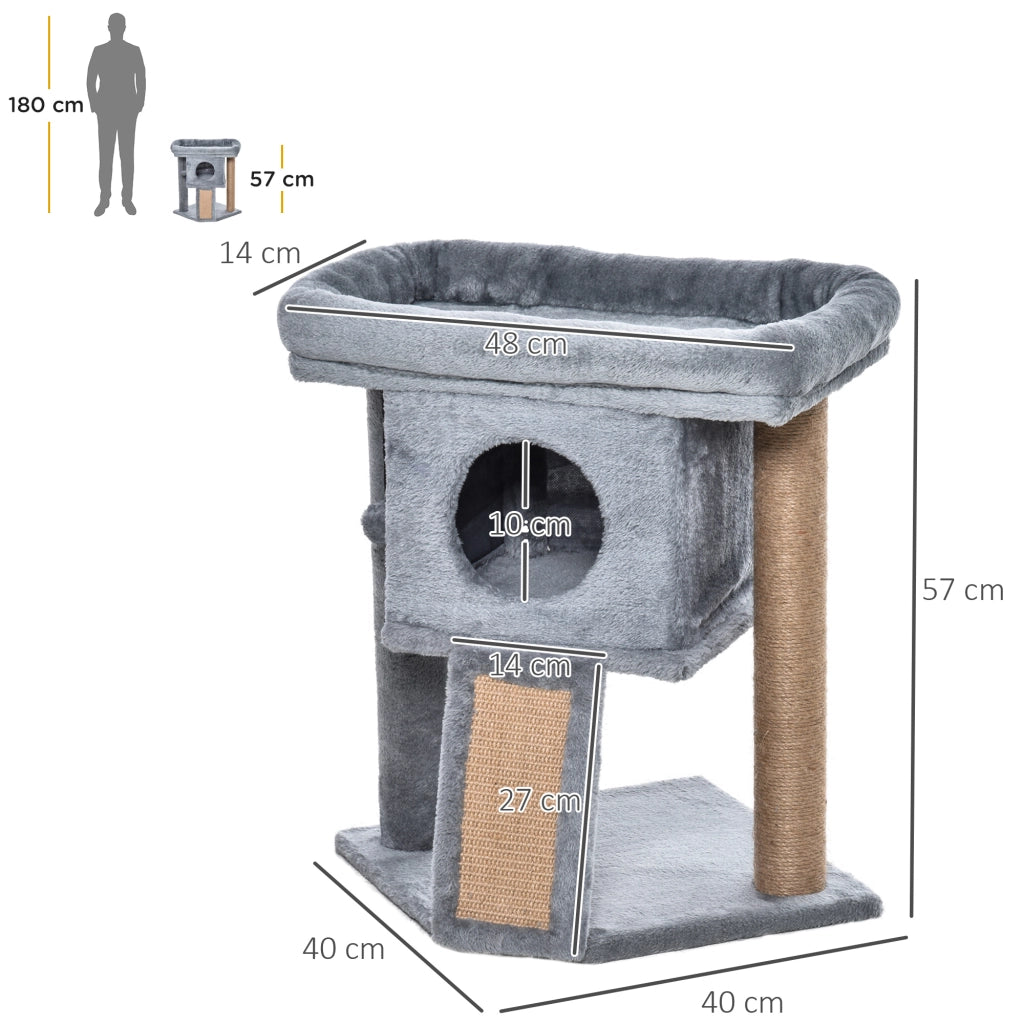 Albero per Gatti con Piattaforma e Palla ¨C zephmum ¨C Grigio Chiaro 57 cm