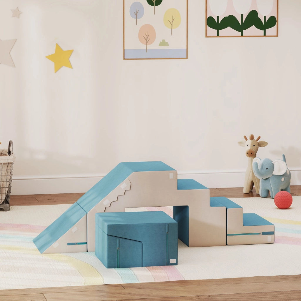 Blocchi da gioco morbidi per bambini ¨C zephmum ¨C beige e blu