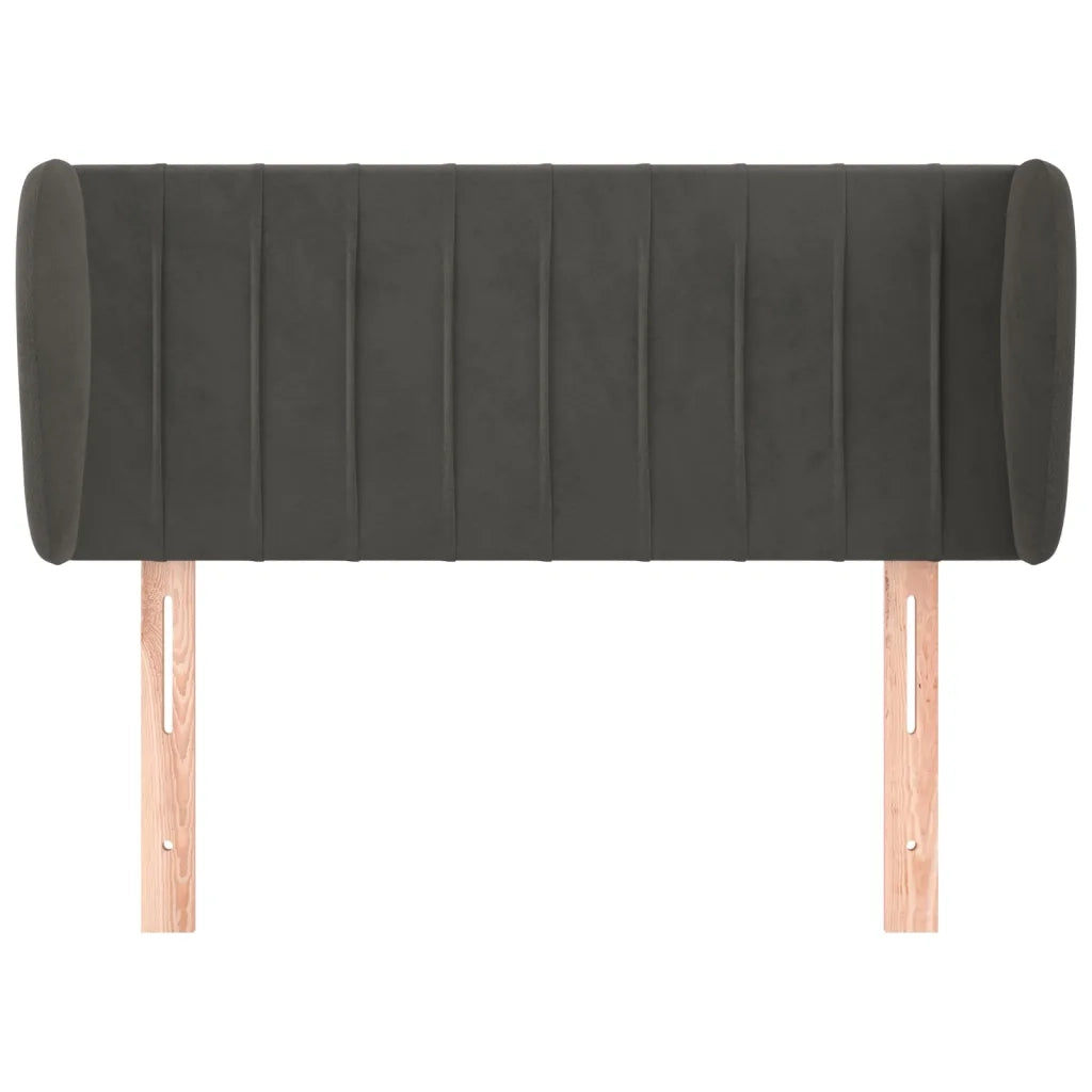 Testiera | Testata ad Orecchio Grigio Scuro 103x23x78/88 cm in Velluto