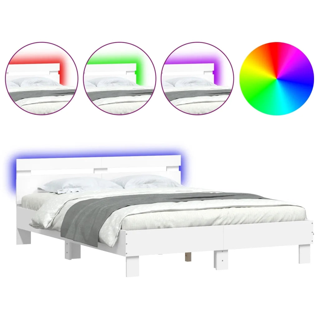 Giroletto con Testiera e LED Bianco 150x200 cm 3207539