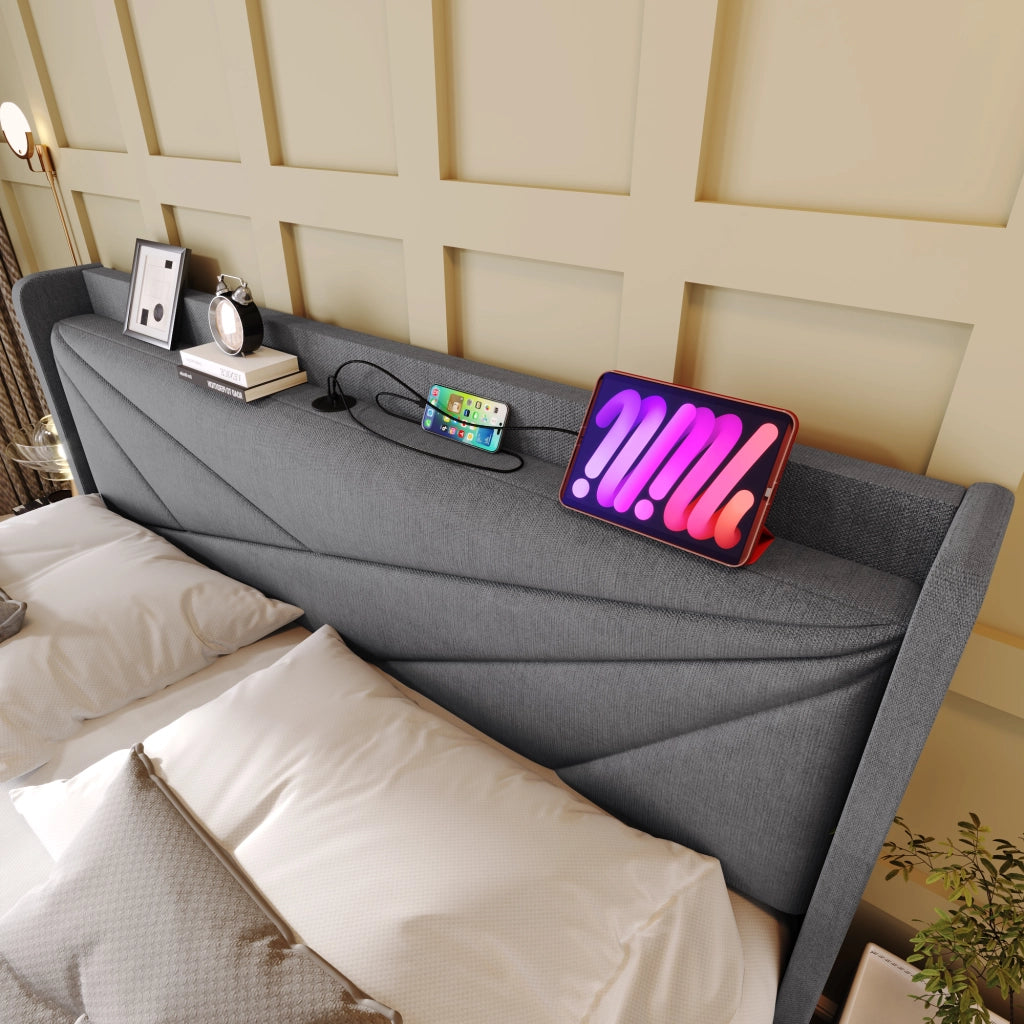 letto matrimoniale cotone lino grigio 180x200 cm