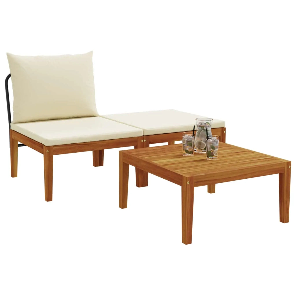 3 pcs Set da Giardino con Cuscini Naturale 42022067