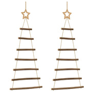Alberi di Natale sospesi con stelle in alto 2 pz-Decorazioni natalizie 42x90 cm Ramo naturale