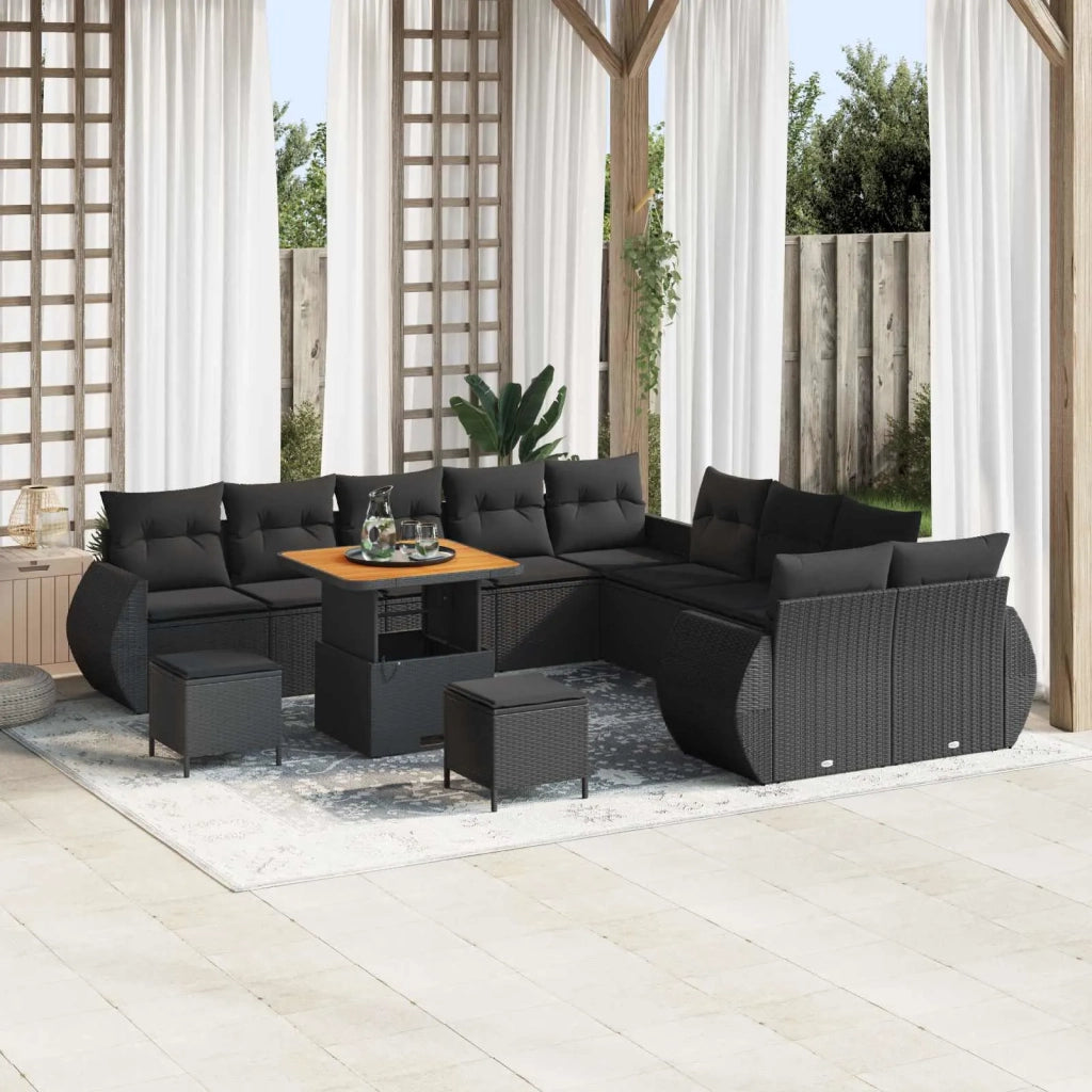 Set Divano da Giardino 13 pcs Nero polyrattan 3361929