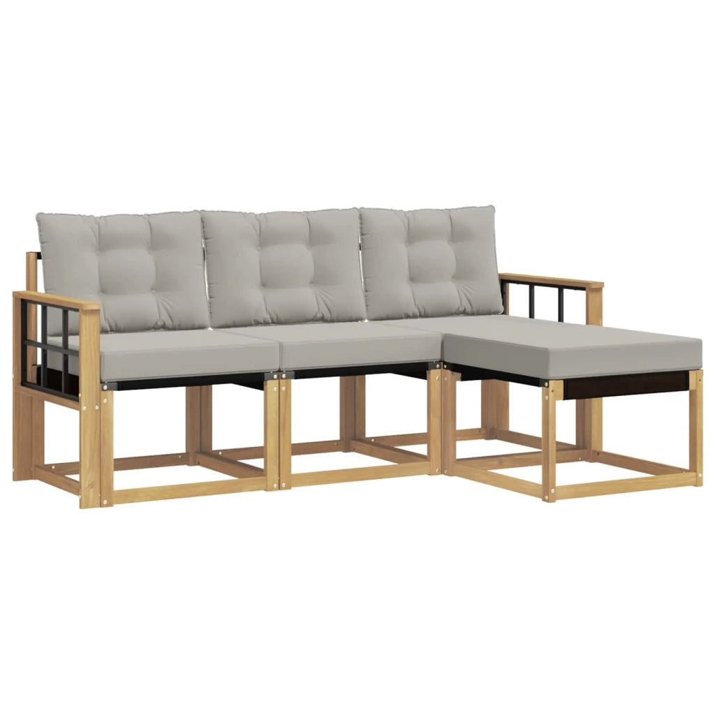 Set di divani da esterno 4 pcs Bianco e Grigio Chiaro 3389361