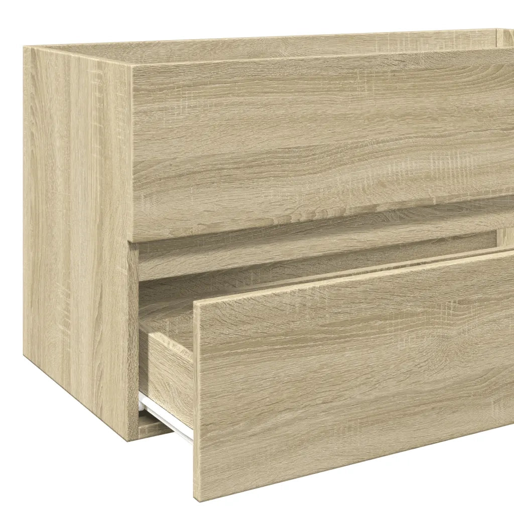 Mobiletto lavabo da bagno a parete dal design moderno e salvaspazio 90 x 38 x 45 cm in legno composito rovere Sonoma 02_0049702