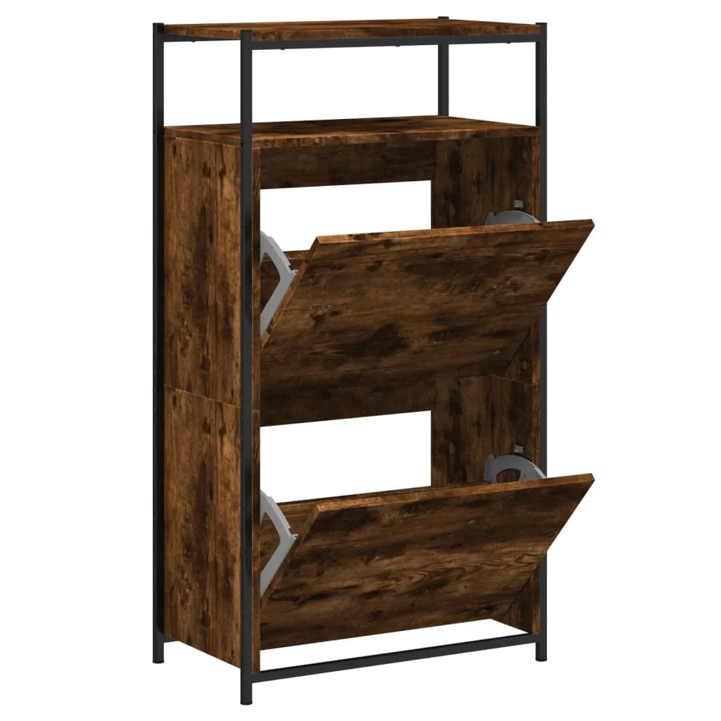 Scarpiera mobiletto portascarpe mobile per ingresso/corridoio/soggiorno 60 x 34 x 112 cm legno ingegnerizzato marrone 02_0021571