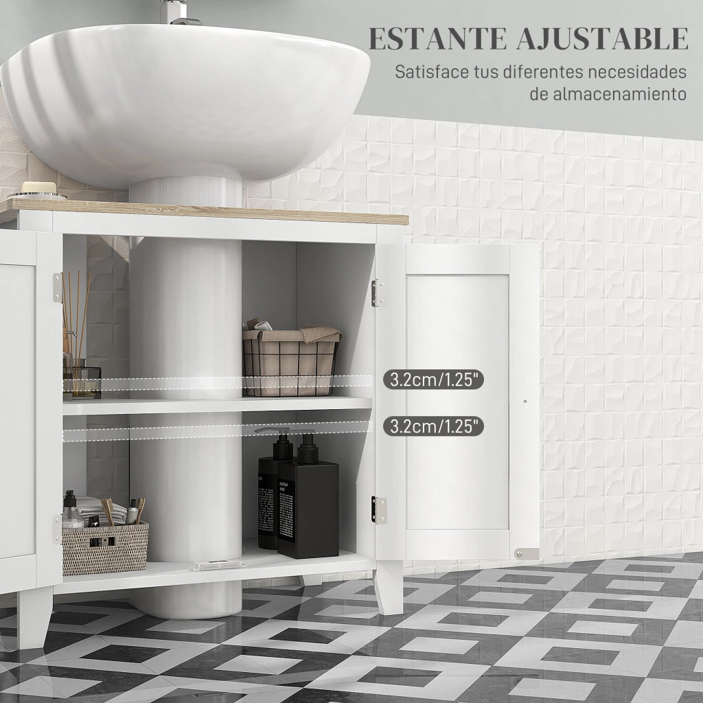 Mobile Sottolavabo con 2 Ante e Ripiano Regolabile ¨C Minimal ¨C 60x30x60 cm Bianco