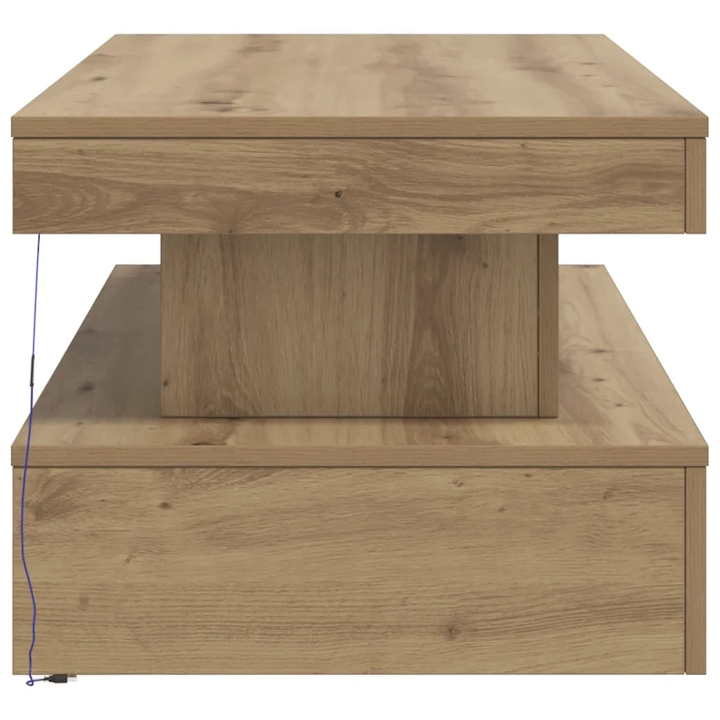 Tavolino da salotto | Tavolino da caff¨¨ | Tavolino da Soggiorno con Luci LED Rovere Artigianale 90x50x40 cm