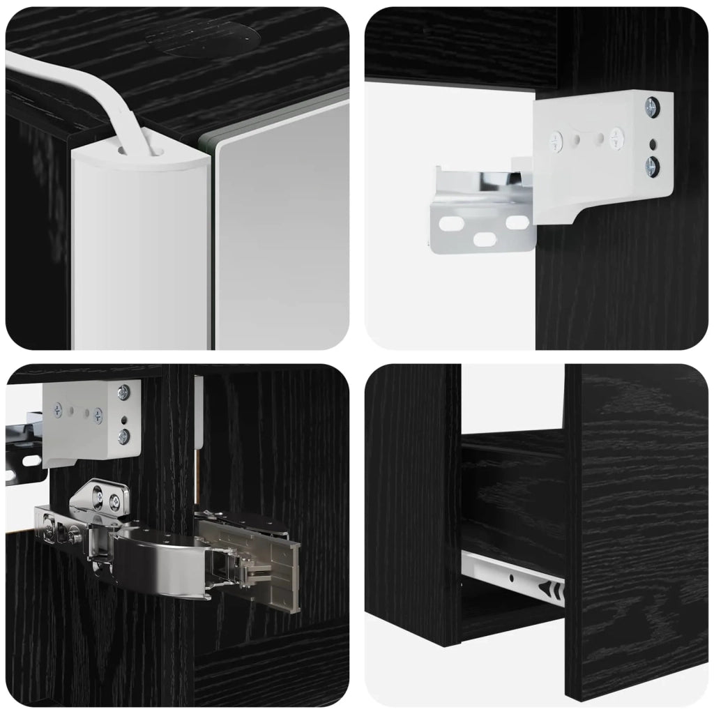 Set di mobili per il bagno 5 pcs Rovere Nero 3407088