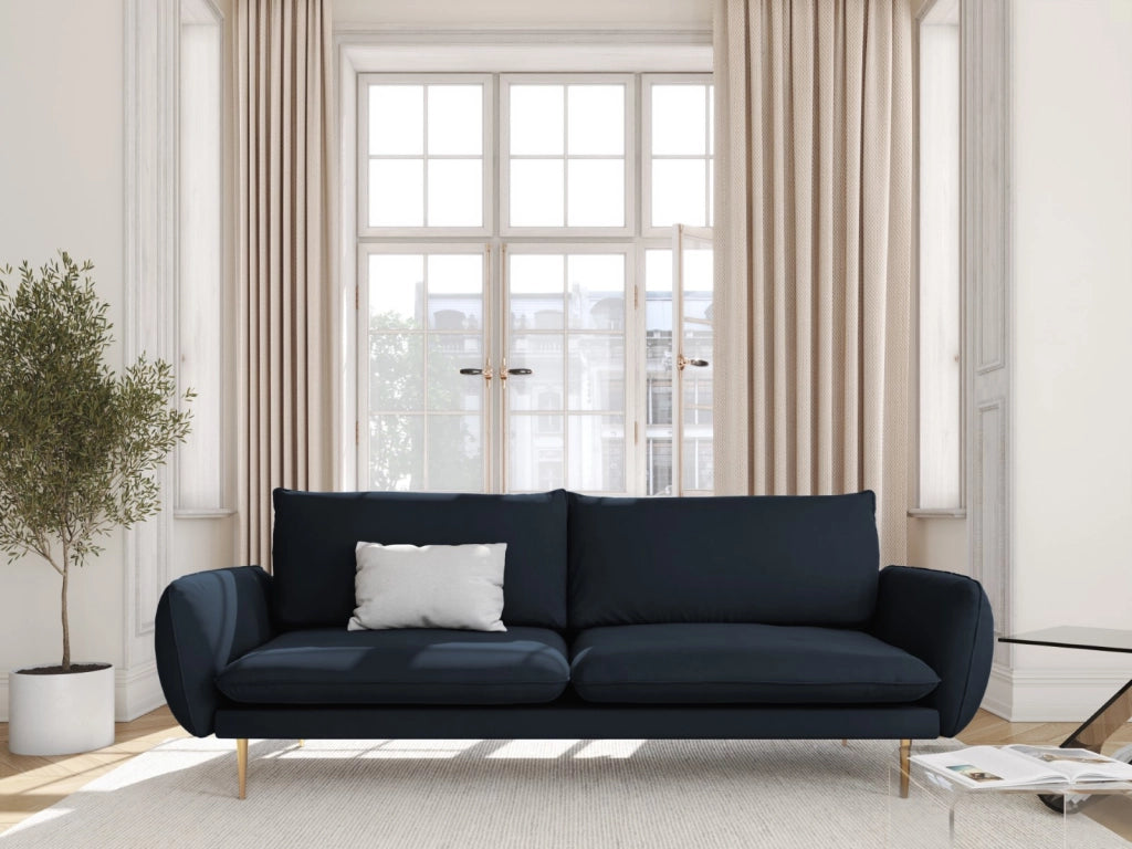 Cosmopolitan Design - Divano "Vienna" 4 posti in velluto blu scuro 