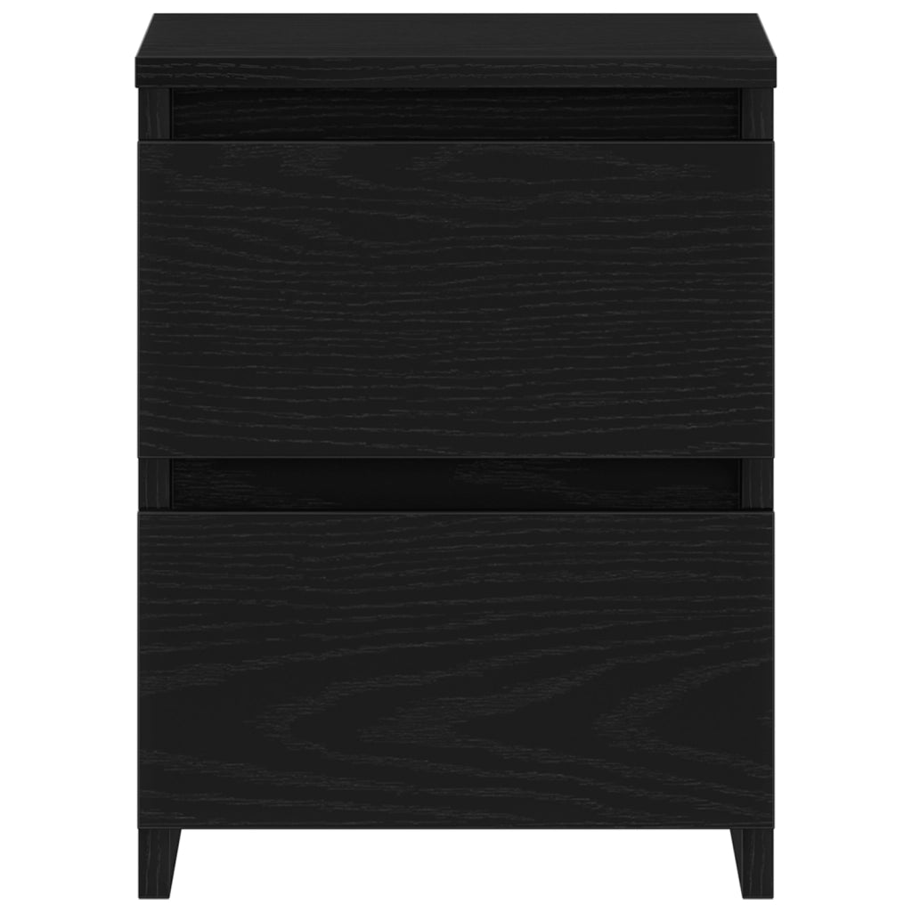 Comodino  con cassetti Nero Rovere 30x30x40 cm