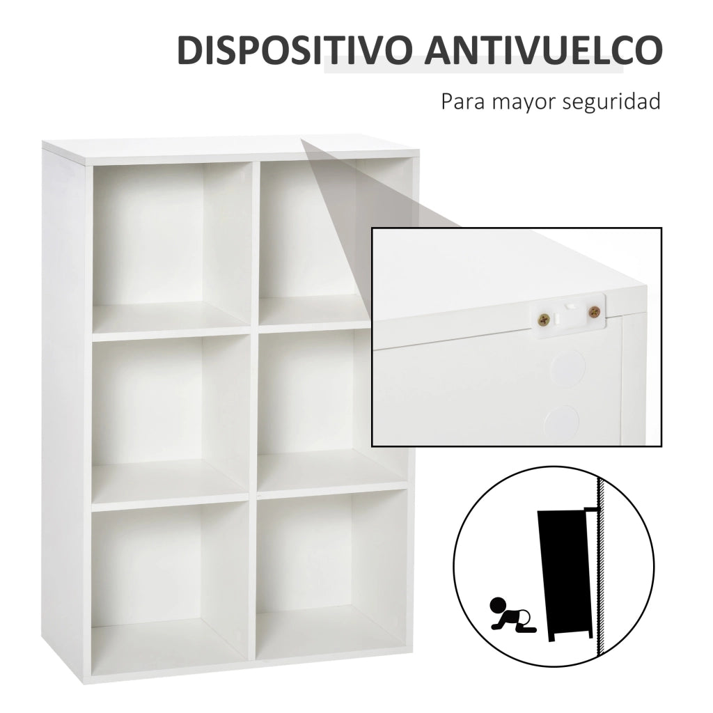 Libreria 3 Livelli 6 Cubi in Legno ¨C Minimal ¨C 65.5x30x97.5 cm Bianco