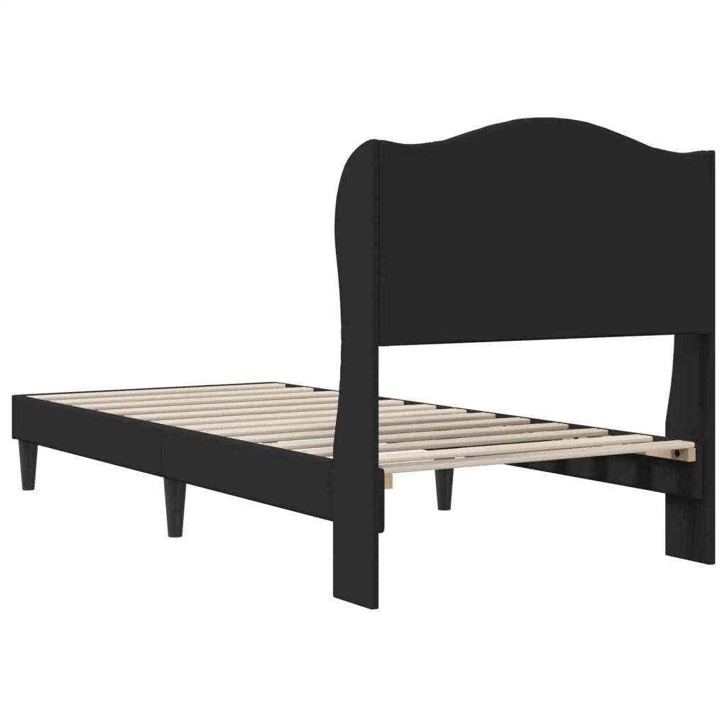 Struttura del letto con testiera-Giroletto Nero 80 x 200 cm Similpelle