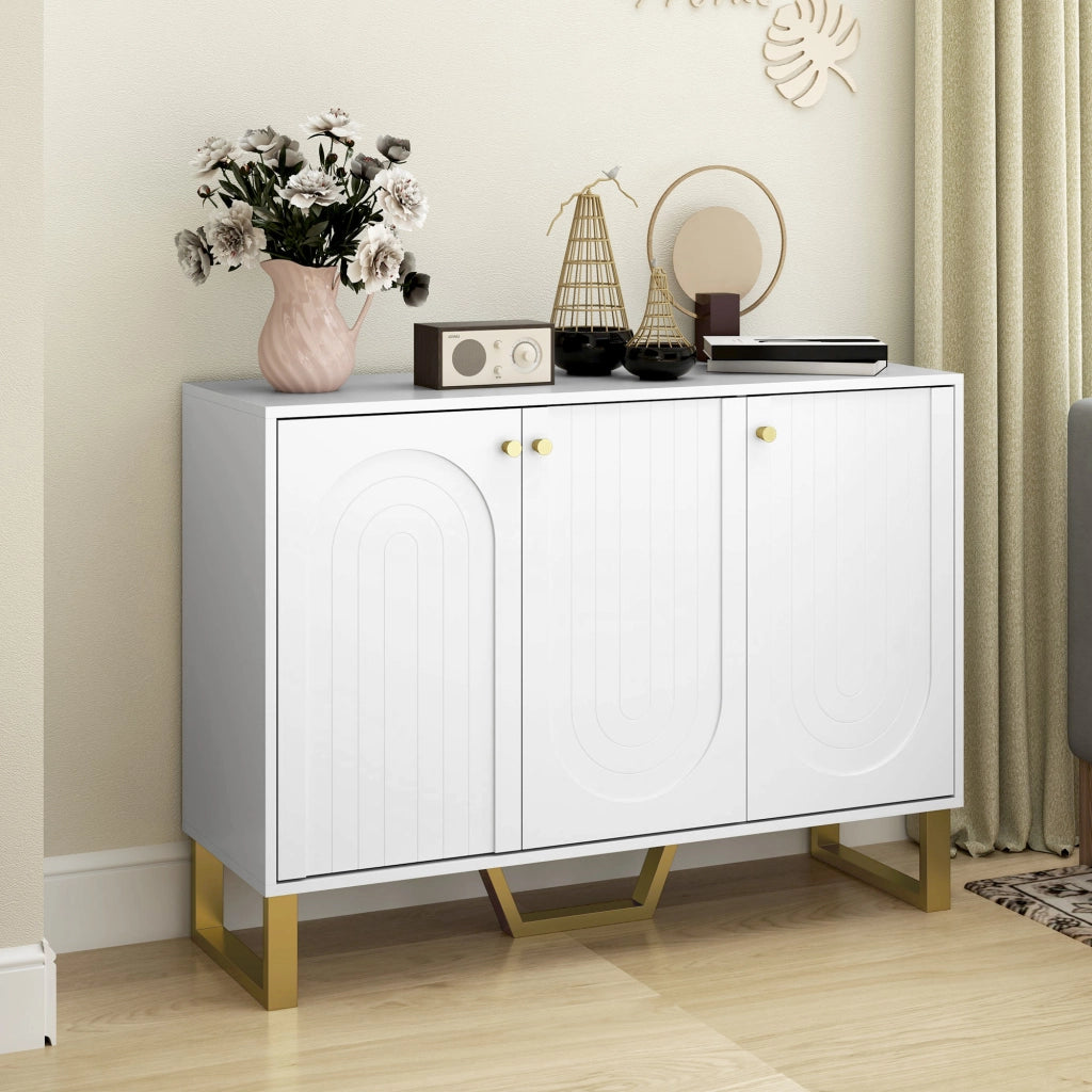 Buffet per soggiorno con ante e ripiano regolabile ¨C zephmum ¨C 106.5x35x77.5 cm, bianco