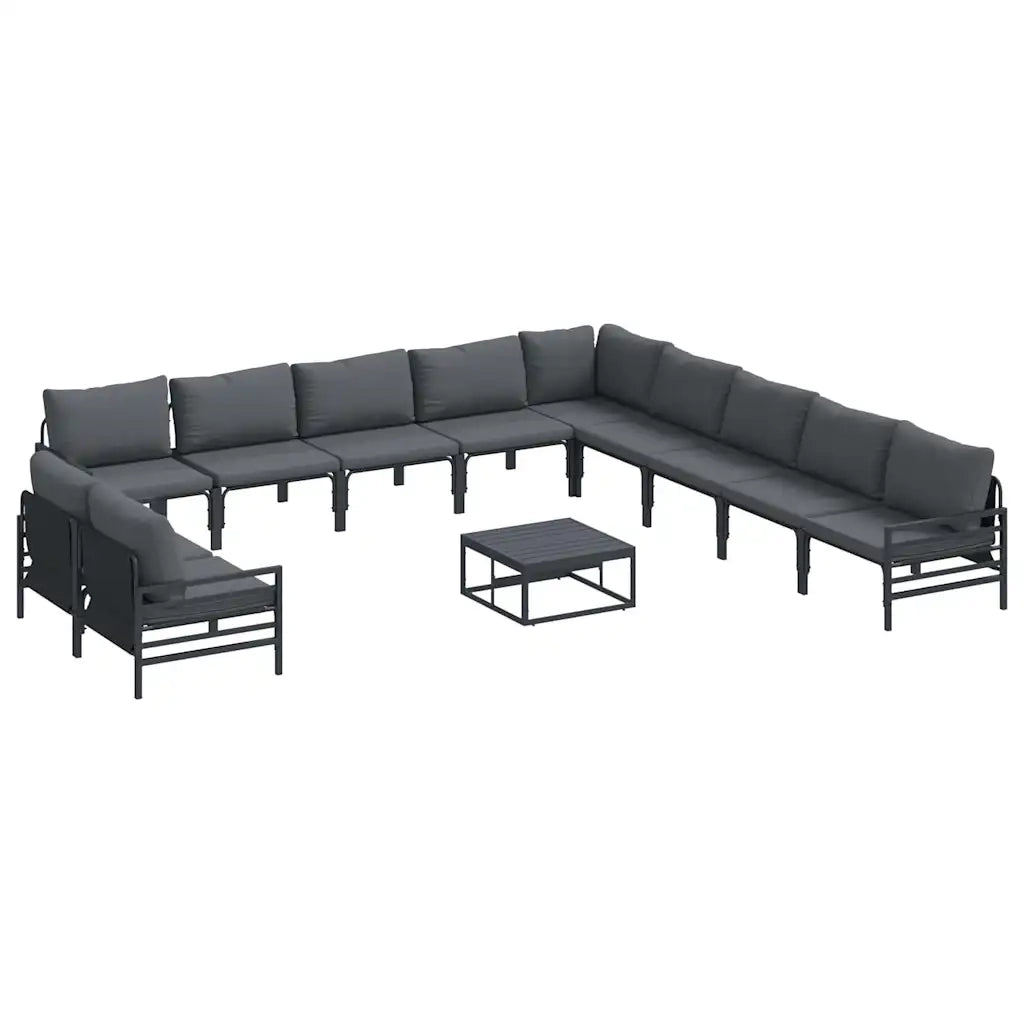 Set Divano da Giardino con cuscino 12 pcs Nero Acciaio 3379007