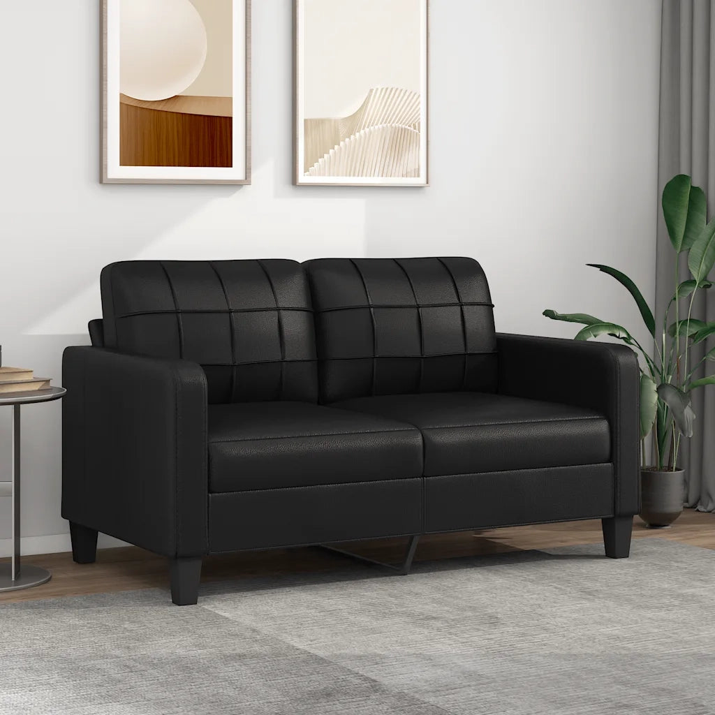 Divano a 2 Posti Nero 140 cm in Similpelle 359117