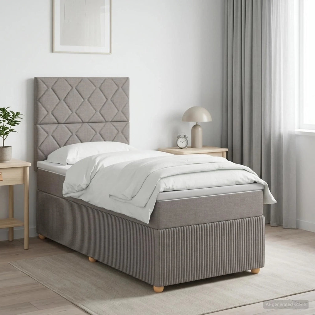 Letto box spring con materasso Tortora 80 x 200 cm Tessuto 3454274