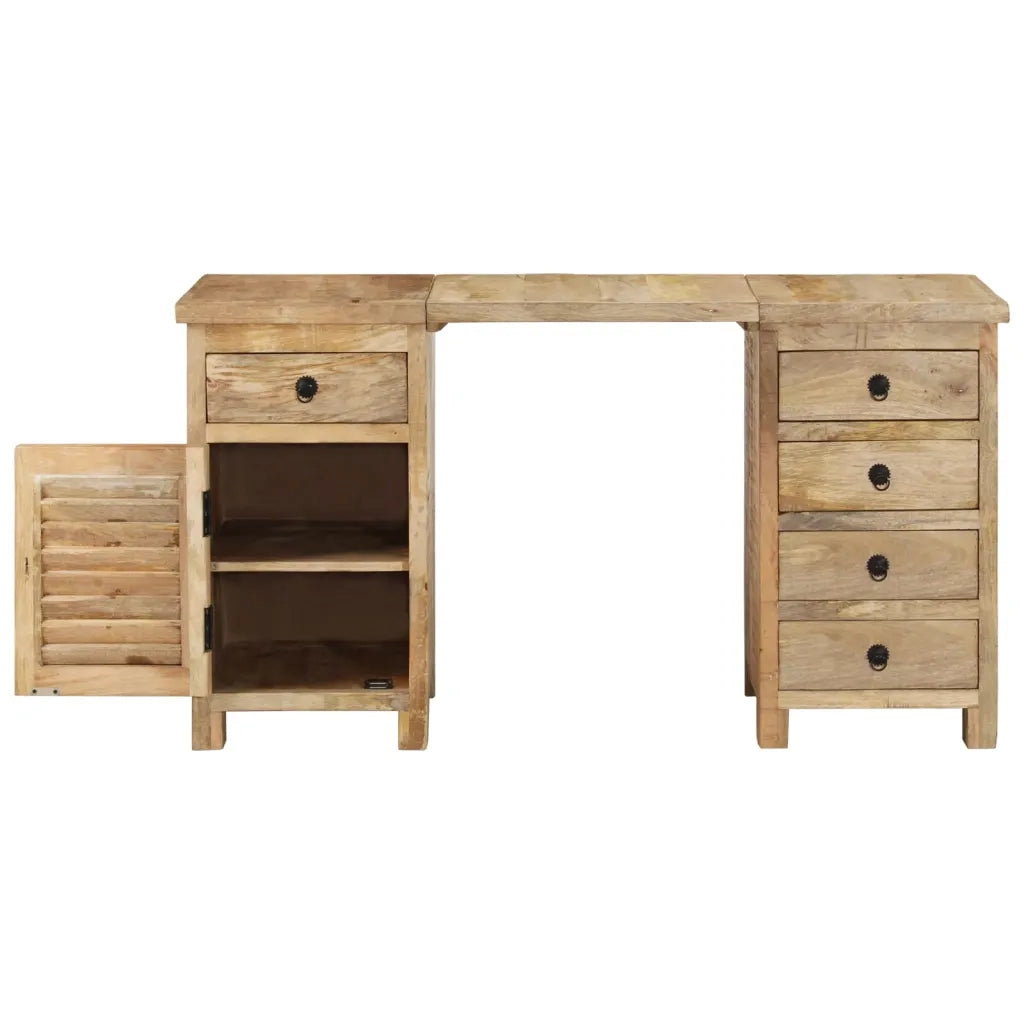 Scrivania a Colonna in Legno Massello di Mango 140x50x77 cm 338209