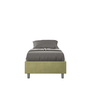 BS COM Letto singolo contenitore imbottito 90x210 microfibra tè verde