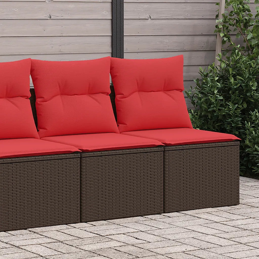 Set Divano Giardino 4 pz | Set Salotto da Giardino con Cuscini Marrone Polyrattan Acacia