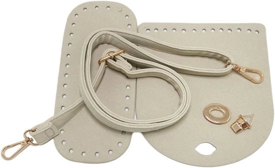 Set di accessori per borsa a mano - 3 pezzi - Borsa con pelle PU - Chiusura 15 cm × 17 cm - Cinturino per borsa 80 cm × 2 cm - Fondotondo 20 cm × 9 cm