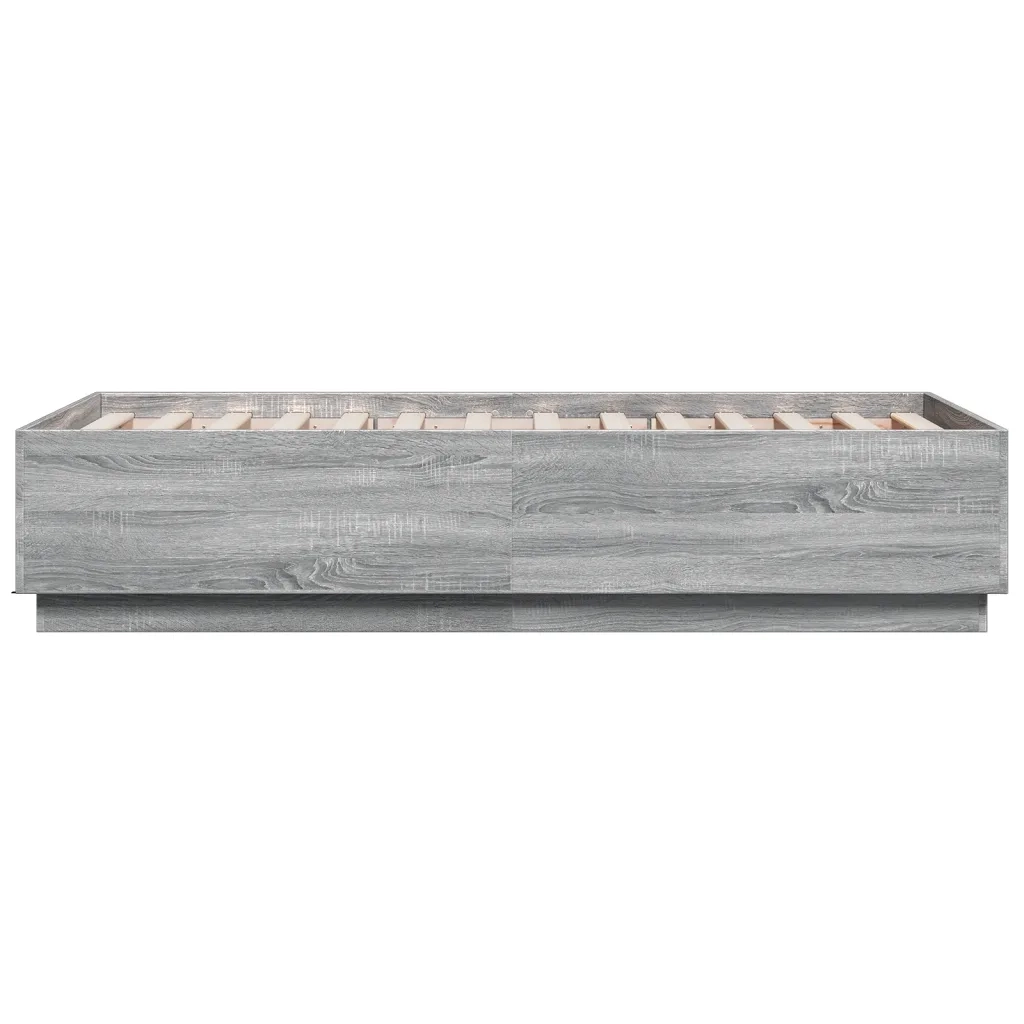 Letto singolo | Letto per adulti | Giroletto Luci LED Grigio Sonoma 75x190 cm in Legno Multistrato
