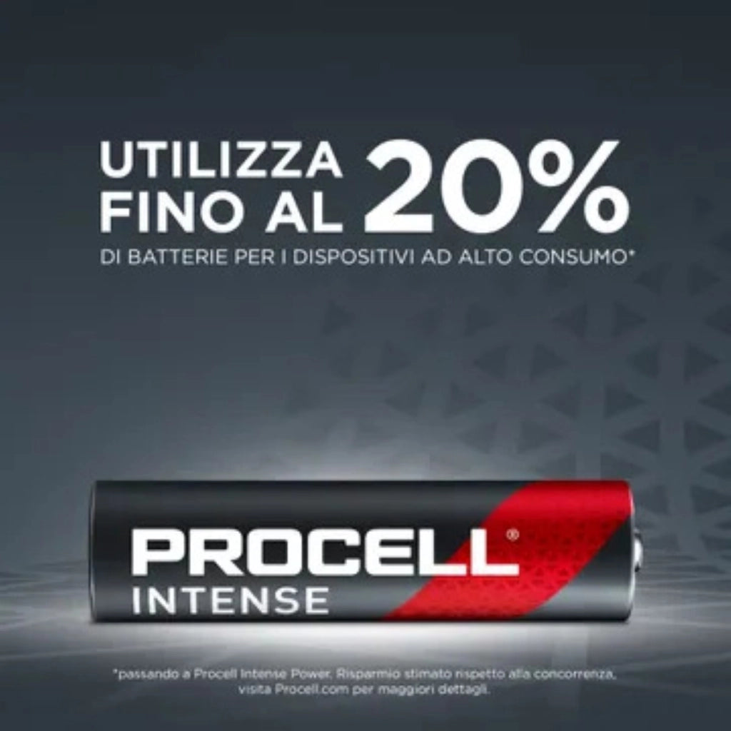 Batterie AAA Procell Intense Alcaline Professionali Confezione da 10 Pezzi Alta Durata per Dispositivi ad Alto Consumo