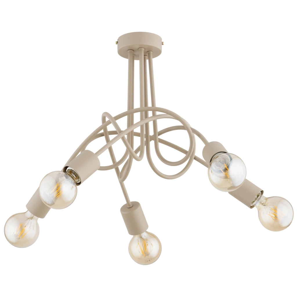 Plafoniera beige bracci intrecciati 5xE27 Tango Alfa