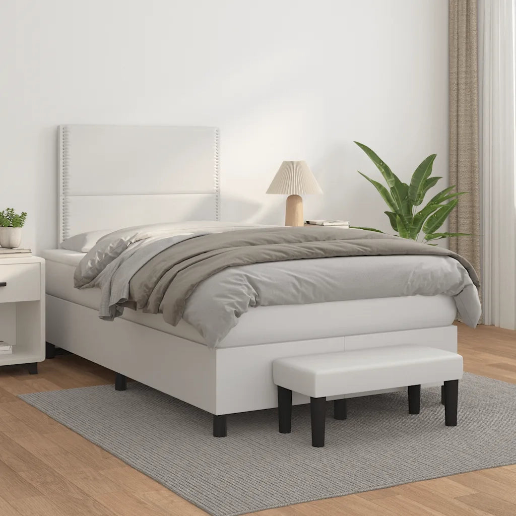 Giroletto a Molle con Materasso Bianco 120x190 cm in Similpelle