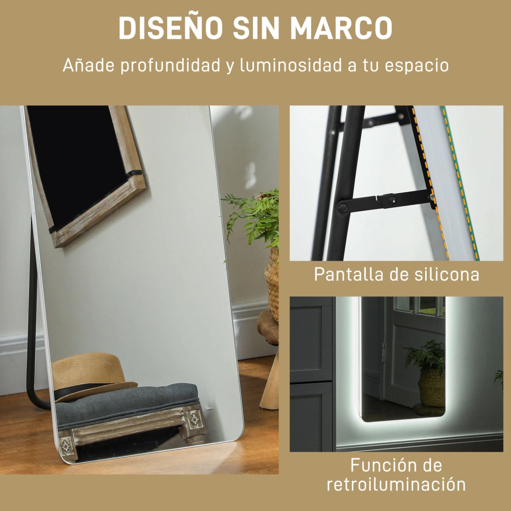 Specchio con Luce LED ¨C Zephmum ¨C Bianco 150x40 cm