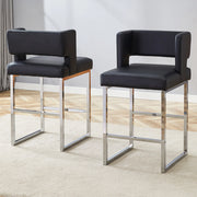 2 Sedie da bar stile nordico - Zephmum- Gambe metallo argento quadrato comodo