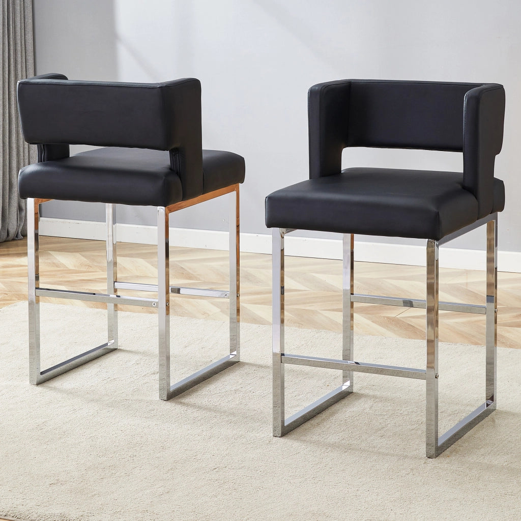 2 Sedie da bar stile nordico - Zephmum- Gambe metallo argento quadrato comodo