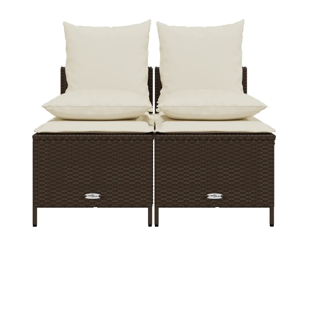 Set Divano da Giardino 4 pz | Set Salotto da Giardino con Cuscini Marrone in Polyrattan