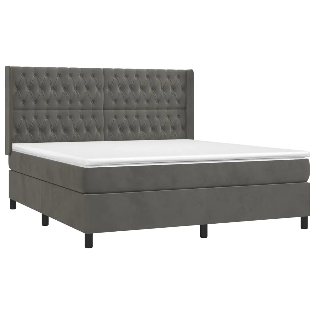 Letto a Molle con Materasso e LED Grigio Scuro 160x200 cm 3139752