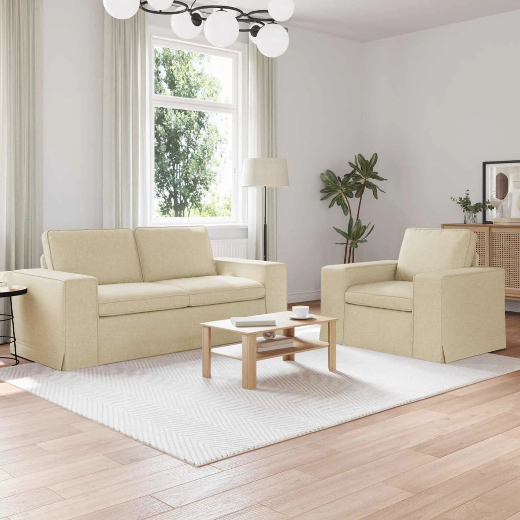 Set di divani 2 pcs Crema 182 x 80 x 82 cm Tessuto 3407549