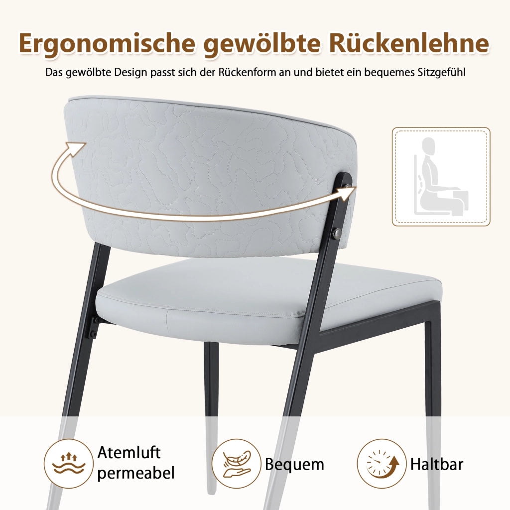 SEDIA Moderna in PU Grigio Chiaro Set da 2 pezzi per sala da pranzo o ufficio