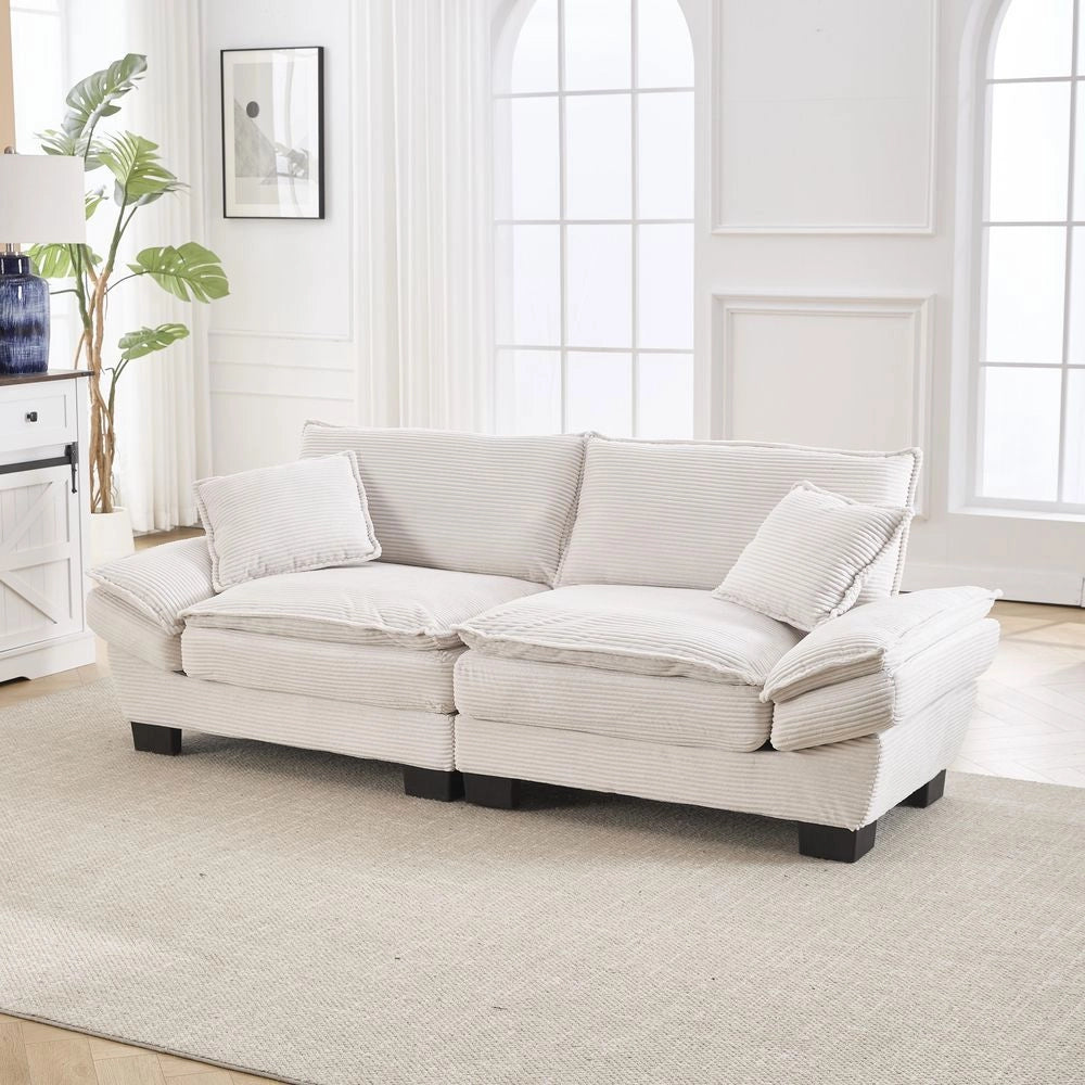 Divano doppio con coperta - Xylo - beige, cuscino, per studio/soggiorno