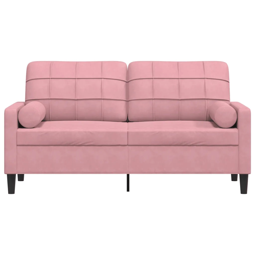 Divano | Divano da soggiorno | Sofa a 2 Posti con Cuscini Rosa 140 cm in Velluto